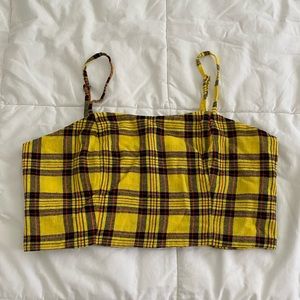 Yellow plaid cropped tank top